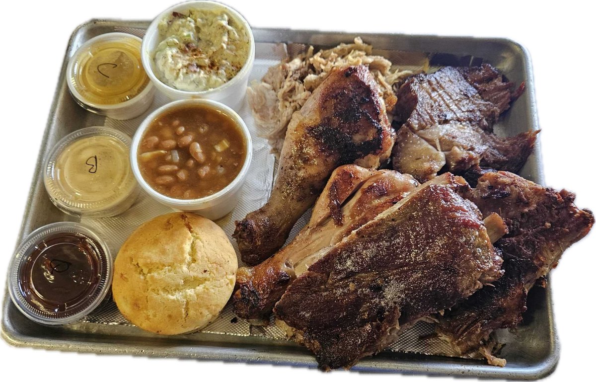 PioneerSaloon13's tweet photo. BBQ Sampler Platter. Available today at the Pioneer Saloon. 11am-8pm. ☀️ All ages in the dining room and outdoor areas. Dog friendly in all outdoor patio areas. Cheers! 🍻
#beer #bbq #restaurants #goodsprings #lasvegas https://t.co/AV6kJVBUy7