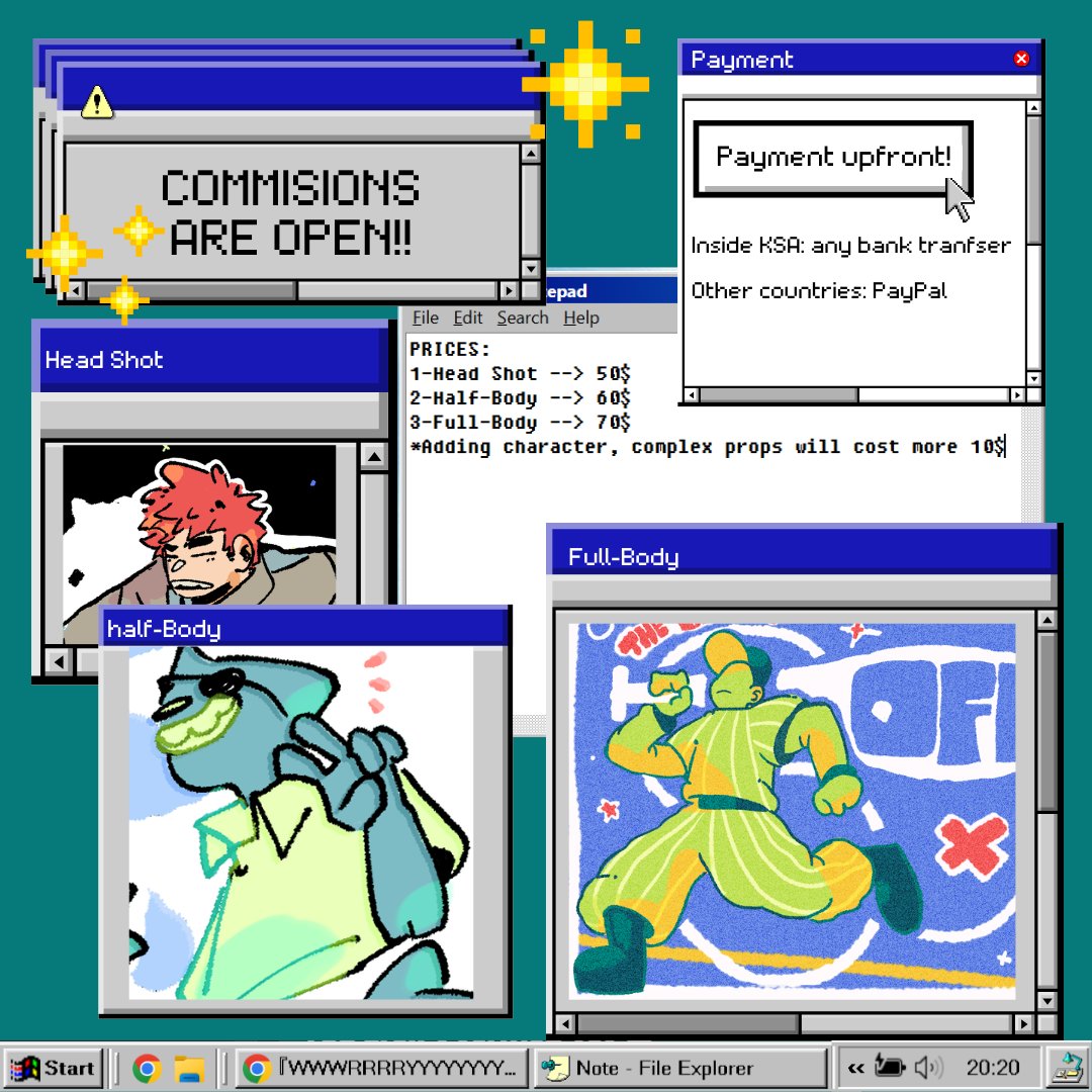 ✨Commissions are OPEN! ✨
Available for 4 slots only
DM to secure yours early 

✨طلـبـات الرسم مفتوحة!✨
متاحة لـ 4 أشخاص فقط 
اللي مهتم يتواصل خاص