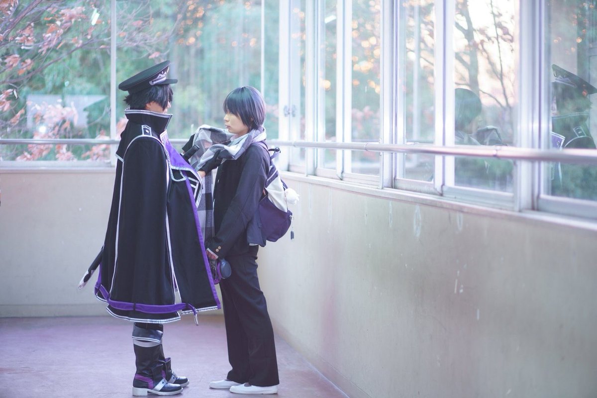 ▶︎cos
刀剣乱舞 ※審神者います

　「きちんと、あたたかくするように。」

主：しの
水心子：choke
photo：木材さん
#1213学生審神者上級生併せ
#cos_yu