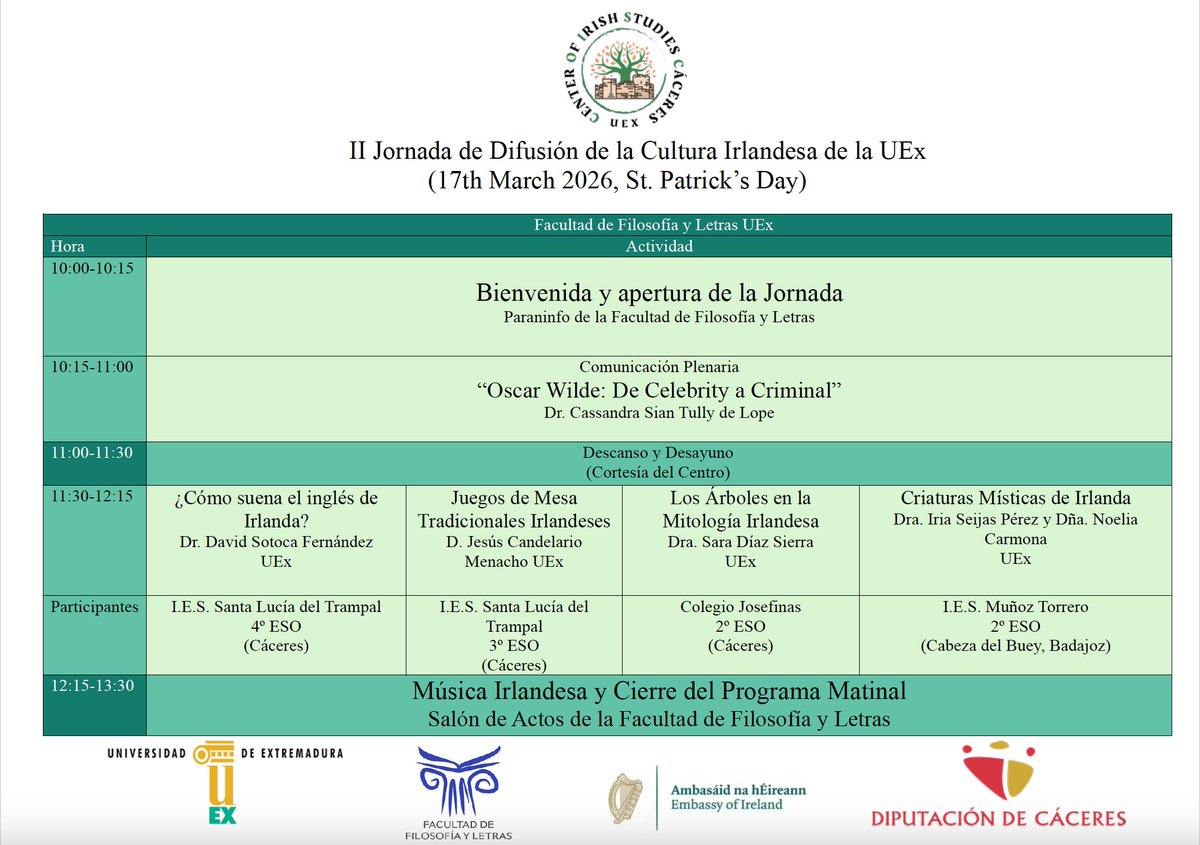 CIrish_Caceres's tweet photo. Hello hello! We're very pleased to announce that we are coming back with our St. Patrick's celebrations on the 17th. We are truly grateful to all our collaborators for supporting and celebrating Irish culture with us. 

Check out this year's activities: https://t.co/cbosEtF6Xi