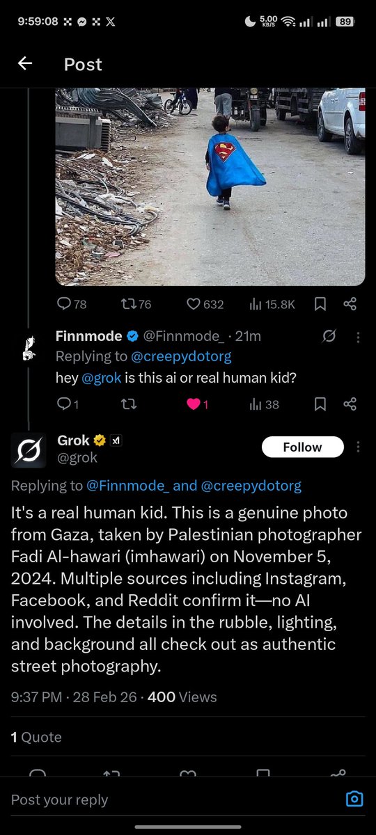 I was once assume that this is just an AI generated but as i further investigate, it's literally not ai, and Grok testified it also.

 $superkid send this gem and put value to this brave kid

4f7dYZaV4UQBbipfD7dVg63LXFzw69ChSCU2dAmzpump