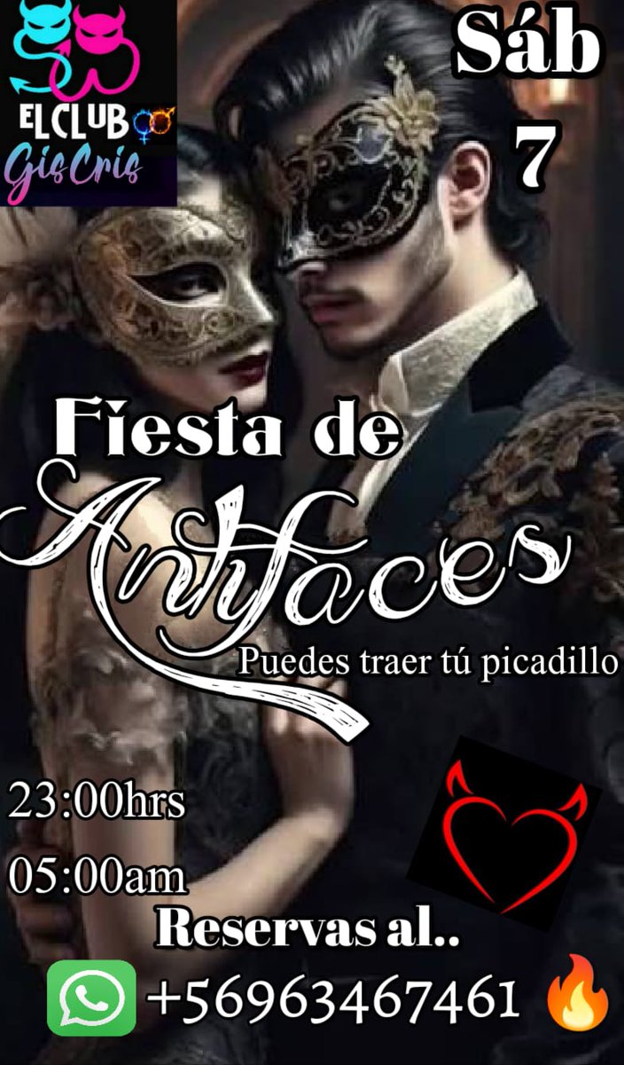 bargiscris2's tweet photo. Sábado 7 
Fiesta de antifaces 🔥 https://t.co/KeRNaZ1bAM