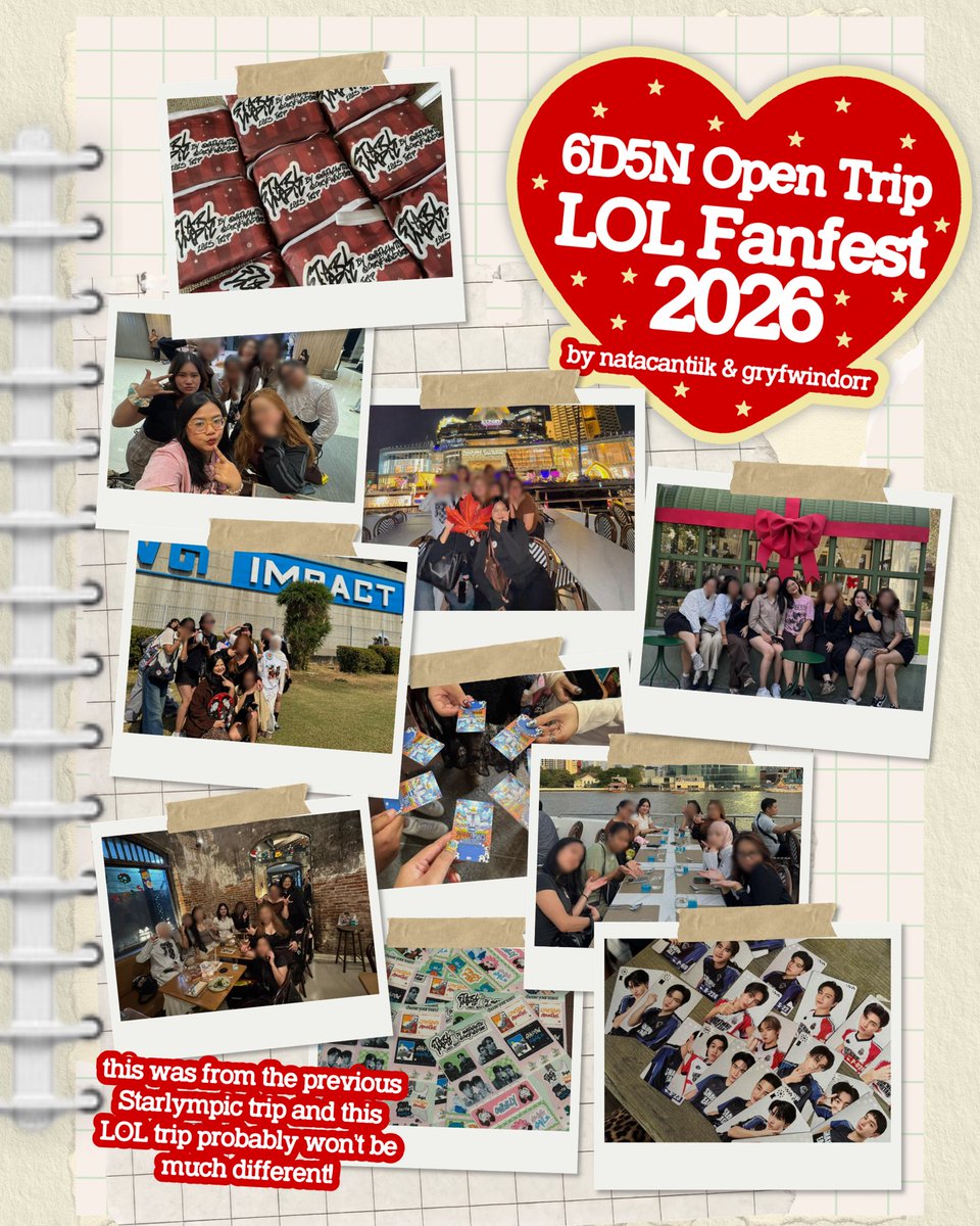 OPEN TRIP THAI - LOL FANFEST 2026
by <a href="/natacantiik/">binar</a> and <a href="/gryfwindorr/">𝑩𝑬𝑳𝑳 🧸</a>

📆6D5N: IDR 5.500k (21-26 May)

💸DP: IDR 1.000k/PAX
🛫CGK-DMK-CGK
✔️ Bisa cicilan maks. H-30 keberangkatan

📩 DM US FOR MORE INFO 🫶🏻