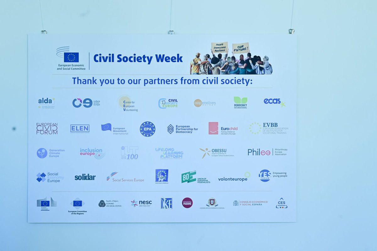 EESC_President's tweet photo. #CivSocWeek is open around the theme "People, Democracy, Resilience – Our Future."

With @k_zappone, we welcomed participants to 4 days of dialogue feeding into @EU_EESC work and EU policymaking.

Civil society is essential to European democracy and our shared prosperity. https://t.co/WyeEVYoK5D