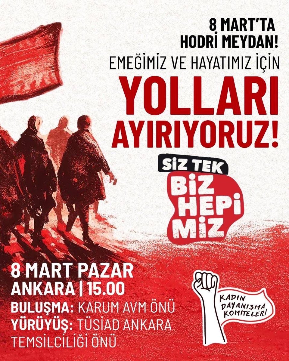 seyrankdk's tweet photo. Emeğimiz ve Hayatımız İçin Yolları Ayırıyoruz. Siz Tek, Biz Hepimiz!

Katılım için bizimle iletişime geçebilirsiniz.

🗓️ 8 Mart Pazar - 15.00
📍 Karum Avm Önü https://t.co/GgBGbmc02J