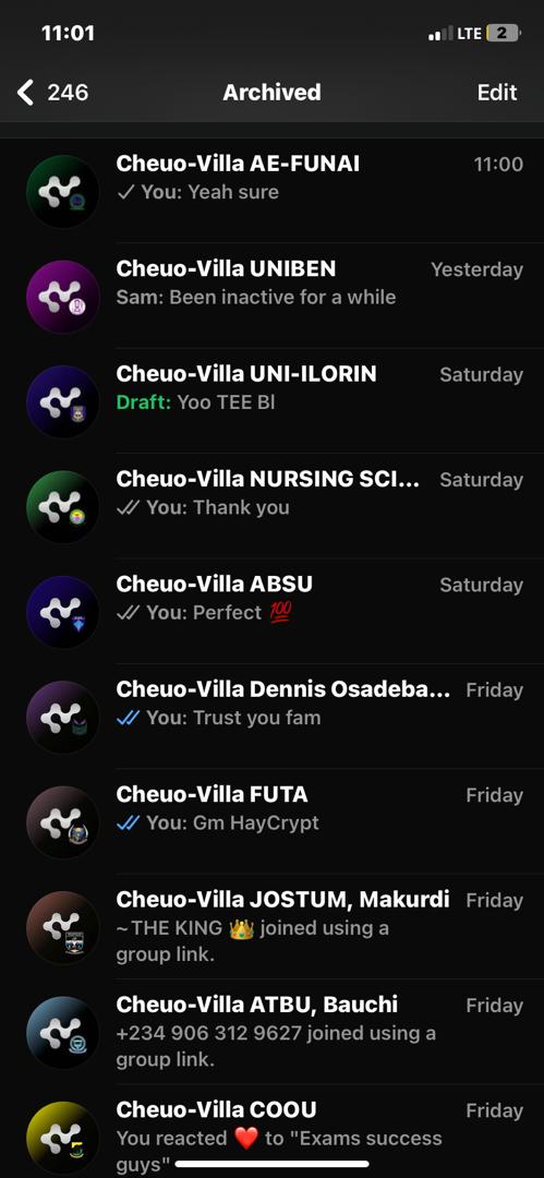 UPDATED LIST CHEUO-VILLA CAMPUS LEADS/CO-ORDINATORS 🚨

╰┈➤ <a href="/MerginDorn/">Digital Dealer</a> - Alex Ekwueme Federal University, Ndufu-Alike (AE-FUNAI), Ebonyi State.

╰┈➤ <a href="/Teecryps_0/">Tee Cryps</a> - University of Ilorin (UNILORIN), Kwara State.

╰┈➤ <a href="/SheddieTheKing/">manna🌕</a> - Dennis Osadebay University Asaba