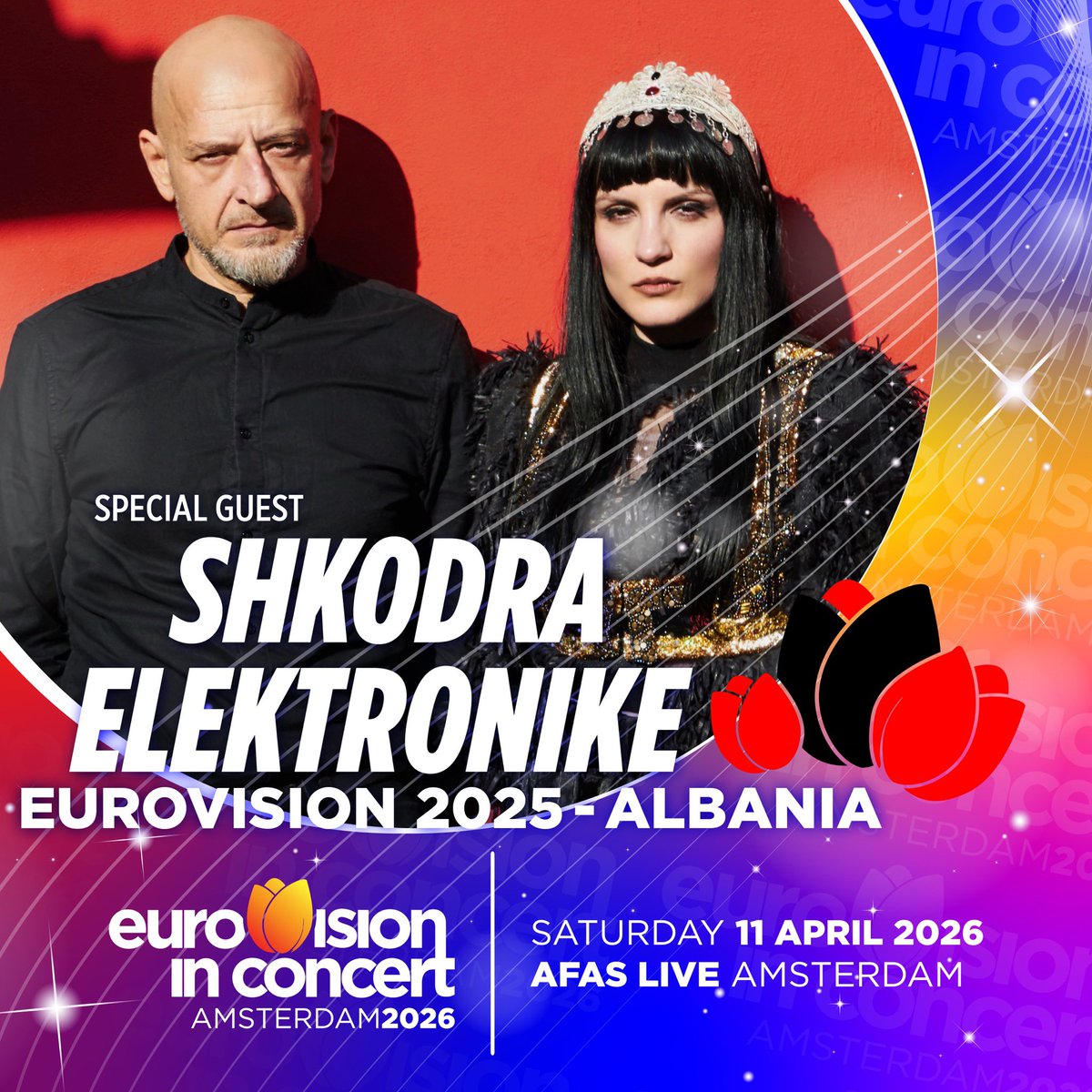 ESCinConcert's tweet photo. Your favorite Albanian Eurovision act will return to AFAS Live as well! We’re delighted to welcome back Shkodra Elektronike as our 3rd special guest act!🇦🇱🔥

#EurovisioninConcert #eurovision #songfestival #amsterdam #preparty https://t.co/MeJVMPFcQa