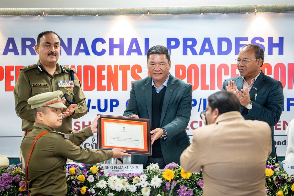 NatungMama's tweet photo. Held detailed deliberations at the DK Convention Centre during the State-Level Superintendents of Police / Commandants Conference (Follow-up of DGsP/IGsP Conference) grace by Hon’ble Chief Minister Shri @PemaKhanduBJP Ji, and attended by Hon'ble Advisor to Home and Chief Secretary, alongside the DGP, ADGP and IGP and all senior officers.

We reviewed law and order, cybercrime preparedness, anti-narcotics action, border management and the urgent need to improve conviction rates through scientific investigation. Security must remain firm if development is to be meaningful.

Roing Police Station, adjudged Best Police Station 2025, has set an exemplary benchmark in discipline, professionalism and people-centric policing for the entire force to emulate.

@narendramodi 
@AmitShah 
@ArunachalPolice 
@ArunachalCMO
