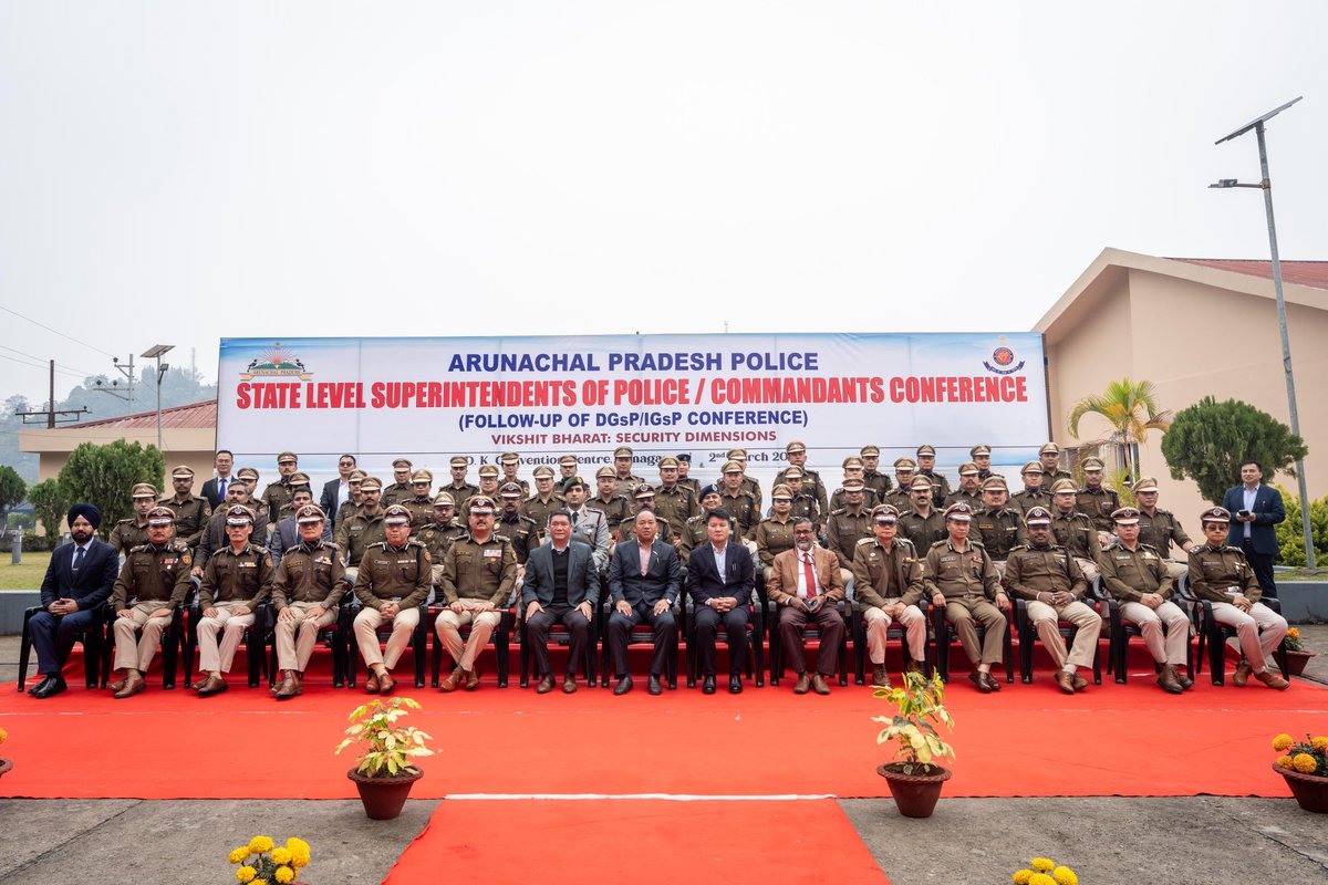NatungMama's tweet photo. Held detailed deliberations at the DK Convention Centre during the State-Level Superintendents of Police / Commandants Conference (Follow-up of DGsP/IGsP Conference) grace by Hon’ble Chief Minister Shri @PemaKhanduBJP Ji, and attended by Hon'ble Advisor to Home and Chief Secretary, alongside the DGP, ADGP and IGP and all senior officers.

We reviewed law and order, cybercrime preparedness, anti-narcotics action, border management and the urgent need to improve conviction rates through scientific investigation. Security must remain firm if development is to be meaningful.

Roing Police Station, adjudged Best Police Station 2025, has set an exemplary benchmark in discipline, professionalism and people-centric policing for the entire force to emulate.

@narendramodi 
@AmitShah 
@ArunachalPolice 
@ArunachalCMO
