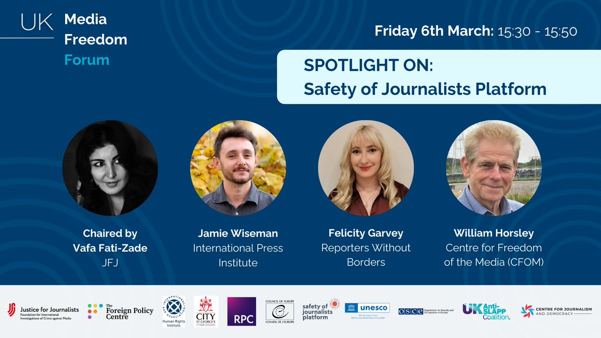 FPCThinkTank's tweet photo. 🚨 UK launch of the 2026 Annual Report of the Council of Europe’s Safety of Journalists Platform at the #UKMFF2026
🗓️ 6 March | 15:30–15:50

Monitoring threats, media capture &amp; #TransnationalRepression.

🔗 Register: https://t.co/9pXqUkWxLm https://t.co/1yOvqLVl04