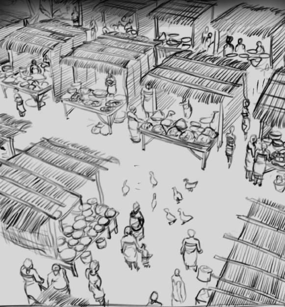 leopardskins_tm's tweet photo. Bustling markets, playful streets 🍇🧺🥬🍉🍅

Scenes from our upcoming comic series, 'Ani'! 

Don't miss out! https://t.co/8WWCFtDmwx