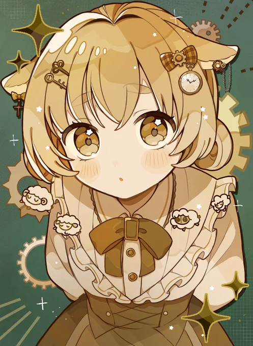 #どす恋ランダム素体チャレンジ 41日目 週末チャレンジ (ランダム素体+ランダム単語でキャラデザ) 今回のお題 スチームパンク+羊+ピアス
