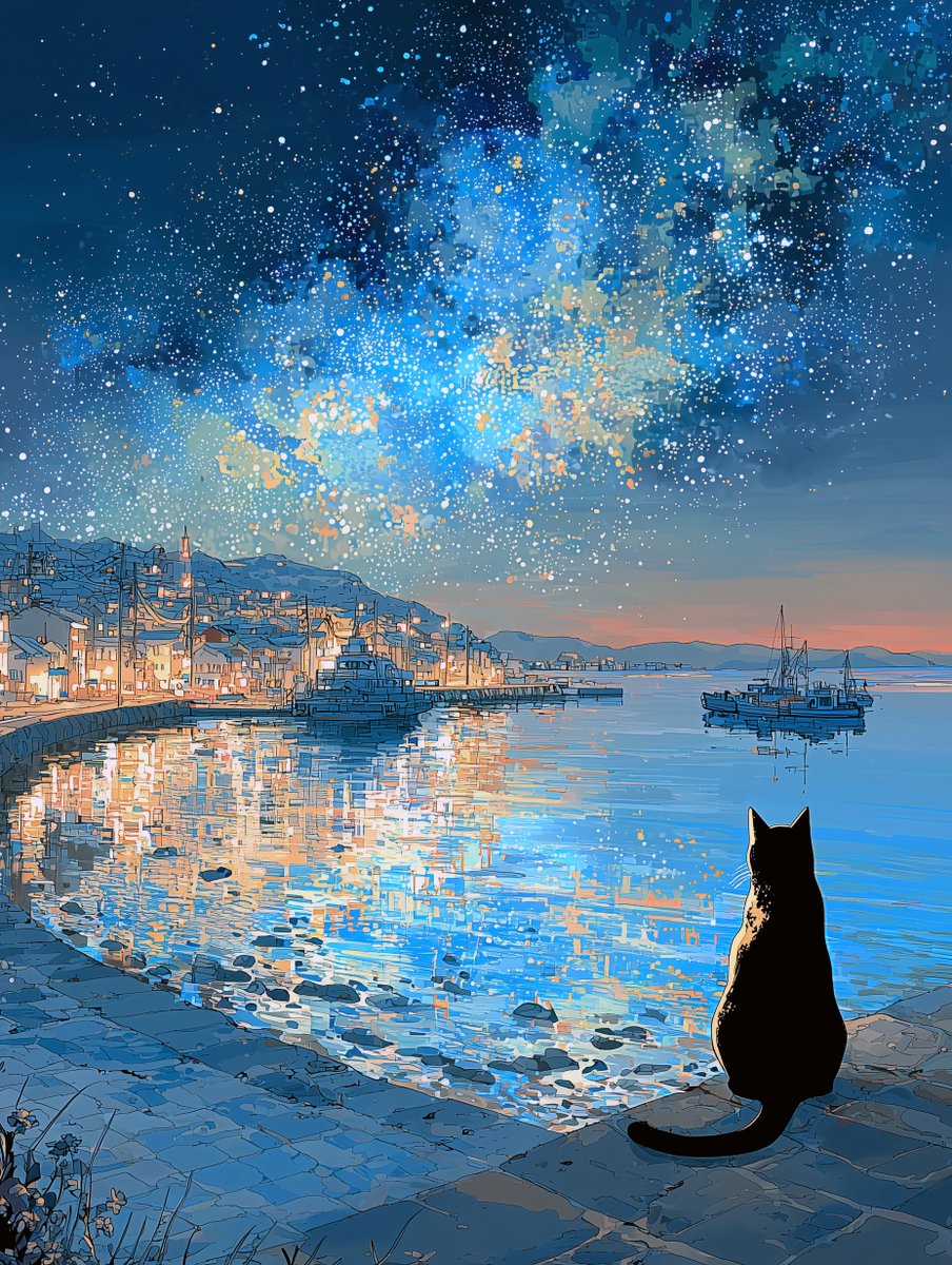 港町のネコ
🐱「星がきれいに見えるのにゃ」
