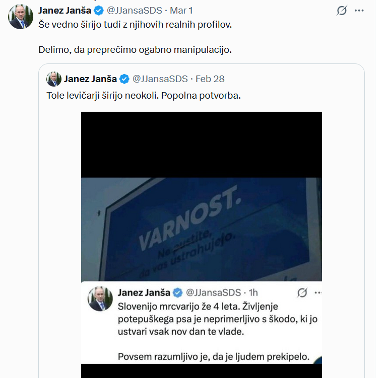 Matija_S's tweet photo. Še Janezu je kakšen dan žal, da je Janez. Pa je. Vsak dan isti.

(s svojim nizkotnim zapisom prepričal politične abstinete, da bodo le šli na volitev) https://t.co/UXI2CX3FE4