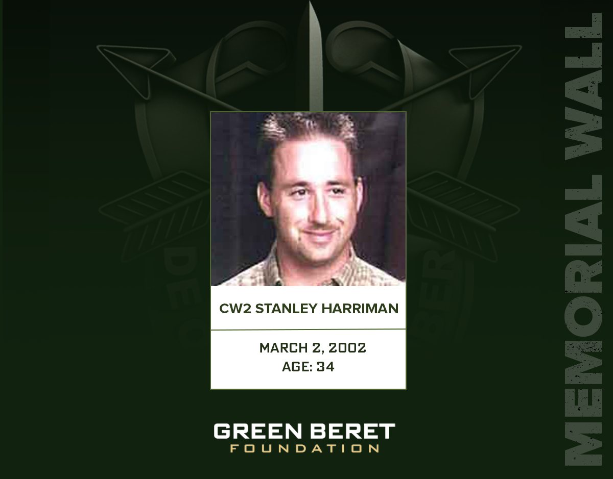 Today we honor the memory of CW2 Stanley L. Harriman, killed in action on this day in 2002. He served with 3rd Special Forces Group (Airborne). His service and sacrifice will never be forgotten.
De Oppresso Liber
greenberetfoundation.org/memorial-wall/
#GreenBere #RememberTheFallen