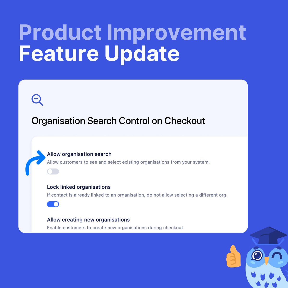 cademy__'s tweet photo. Take full control of organisation selection at checkout. 🔒

You can now disable organisation search - so customers can’t browse existing organisations and will instead enter their details manually.

More privacy. More control. Cleaner data.

#Cademy #EdTech #CourseManagement #LMS #B2BTraining #OnlineLearning