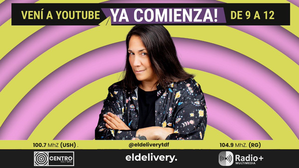 ✈️ Listos para arrancar la semana! Y #eldelivery de lunes viene cargado de entrevistas, información y columna de deportes!💥

🎙️Hasta las 12 con <a href="/towandalove/">Carolina Masdeu🌈</a>! Escuchanos ⬇️
YouTube 👉🏻 youtube.com/live/OOvMBoGMn…
📻 100.7 (Ush)  @fmcentrotdf - 104.9 (RG) - Radio+