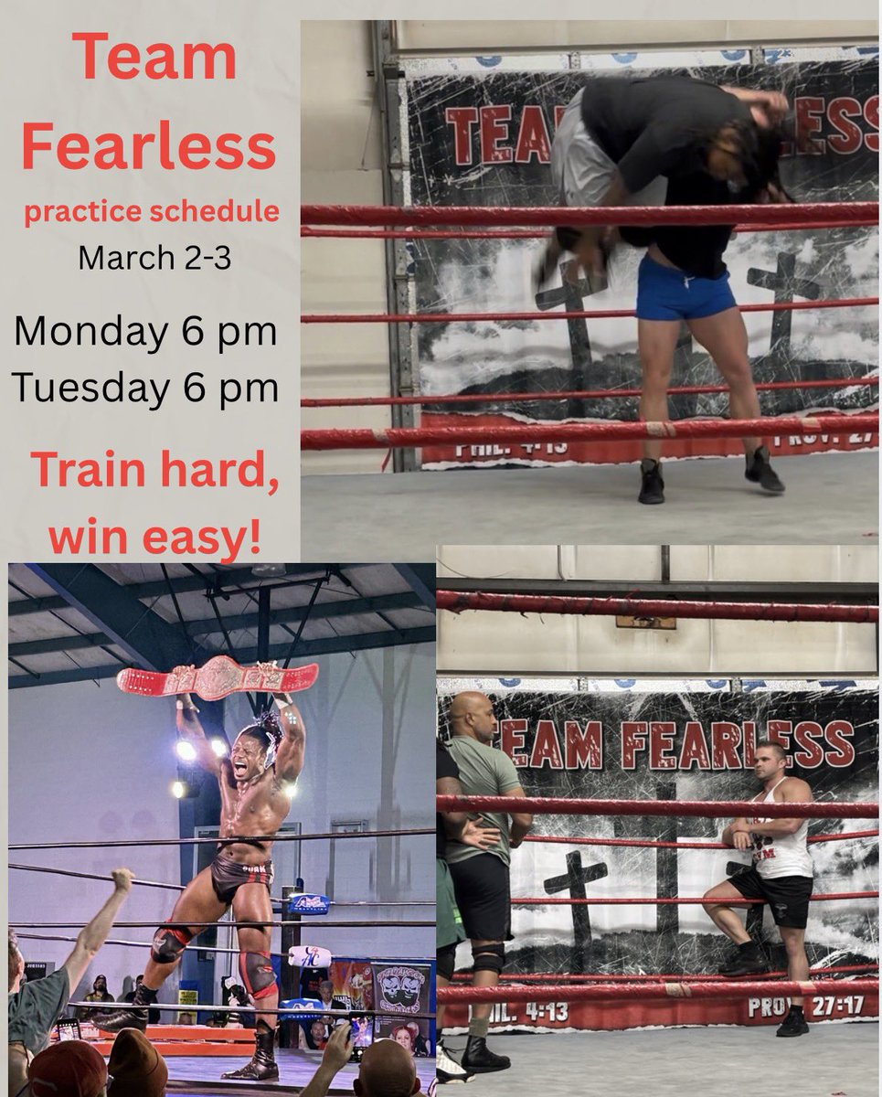 Lodi1Brad's tweet image. The Team Fearless Training Academy has wrestling practice TONIGHT and Tuesday night at 6:00 pm… want to get better? It starts at practice! 

#TrainHard #WinEasy