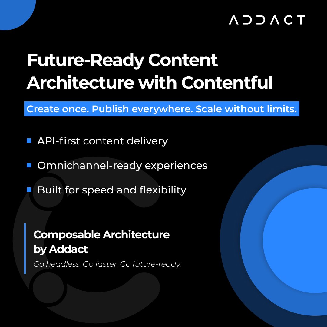 AddactTech's tweet photo. Composable content is redefining how modern digital experiences are built. Click for details: https://t.co/z09v5GC1mw
#ContentfulCMS #HeadlessArchitecture #ComposableDX #DigitalTransformation #Addact https://t.co/LwDD9i4XnC