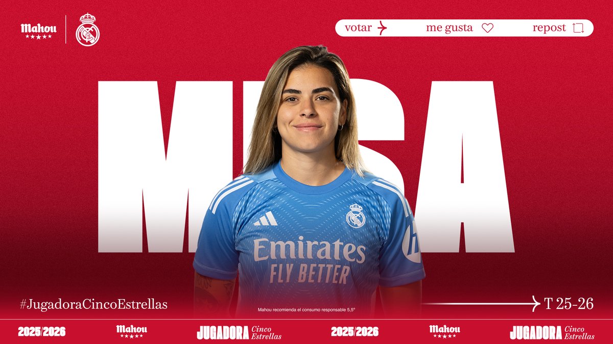 RT o MG si crees que <a href="/marisabelrr1/">M1SA</a> ha sido la #JugadoraCincoEstrellas del <a href="/realmadridfem/">Real Madrid C.F.</a> en febrero. (2/5)