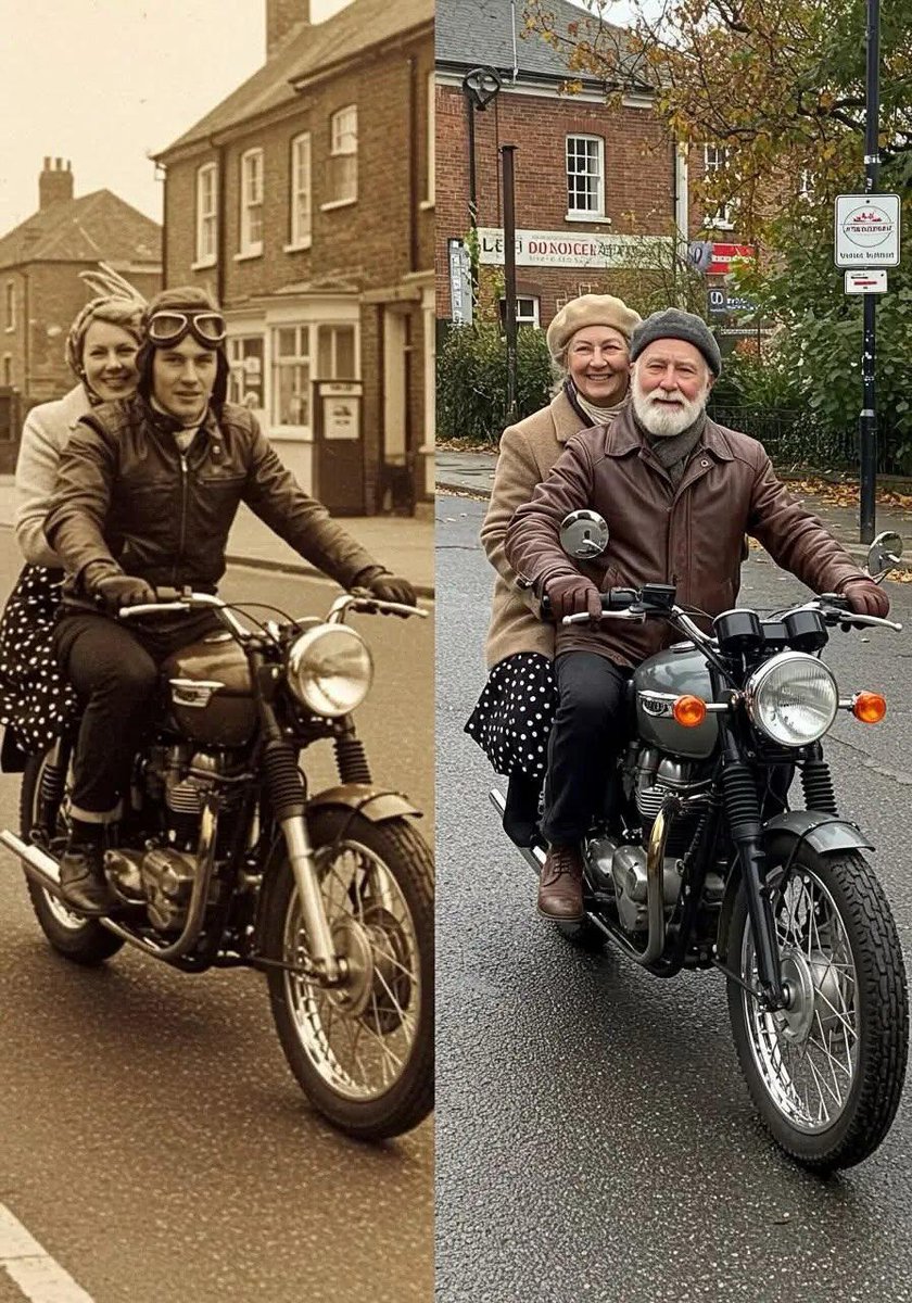 Same motorcycle, same place, 48 years... (1977-2025) Thank you to everyone who has congratulated us.