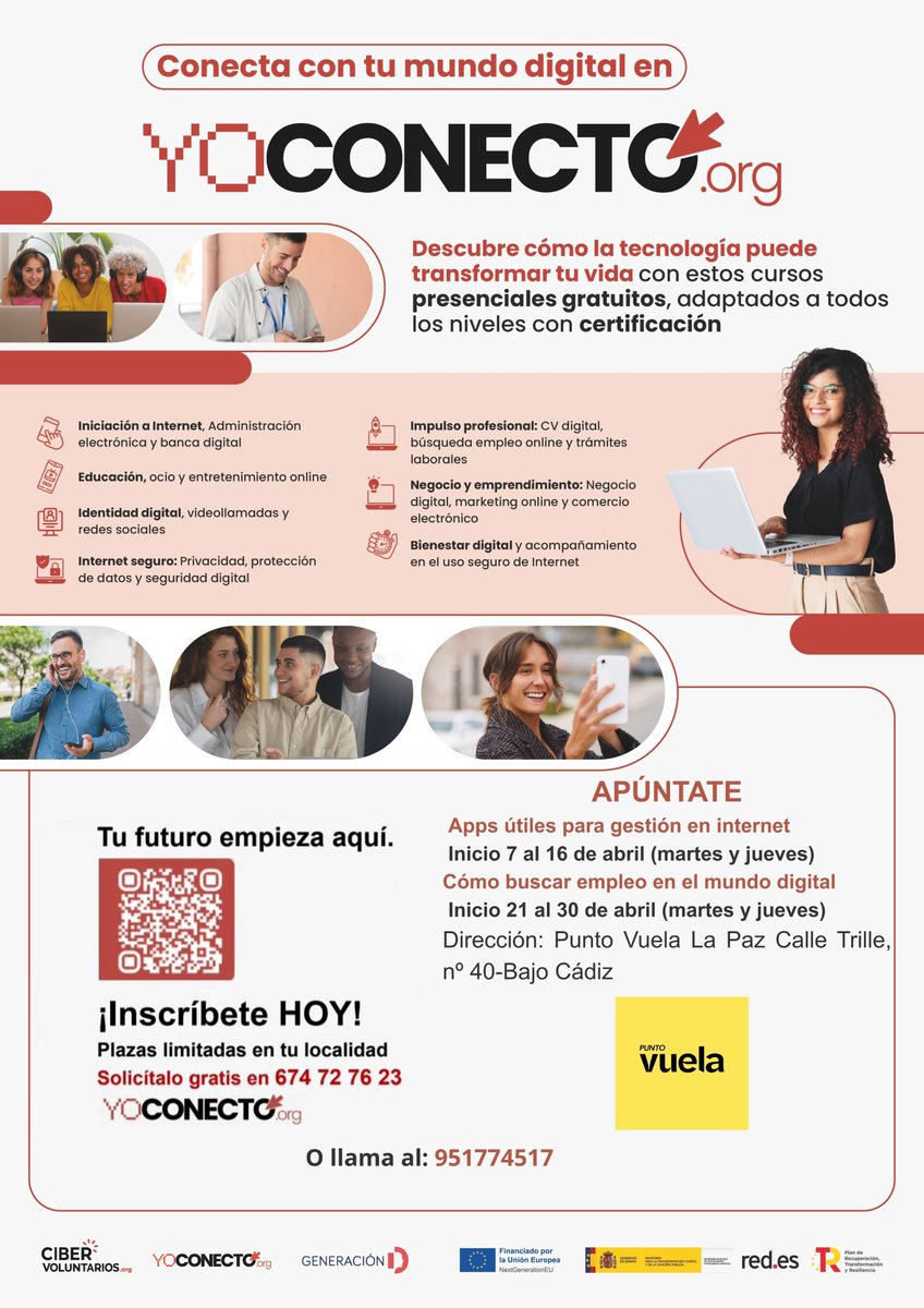 PuntoVuelaLaPaz's tweet photo. No te pierdas esta oportunidad en tu #PuntoVuela Mira lo que hemos preparado para el mes de abril con @cibervoluntario https://t.co/hHHW2aNBW7