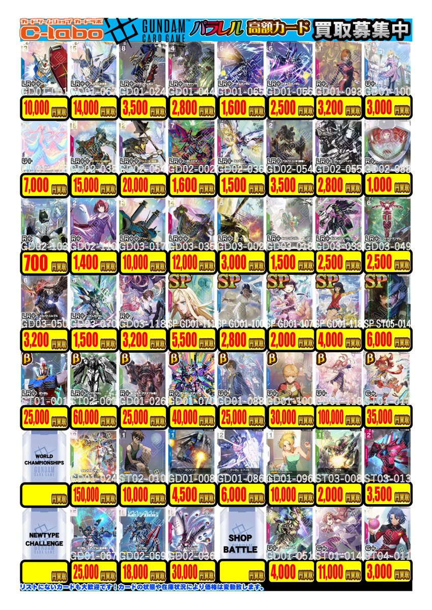 GCG 買取情報】 ガンダムカードより パラレル 買取募集中です！🔥 ぜひ