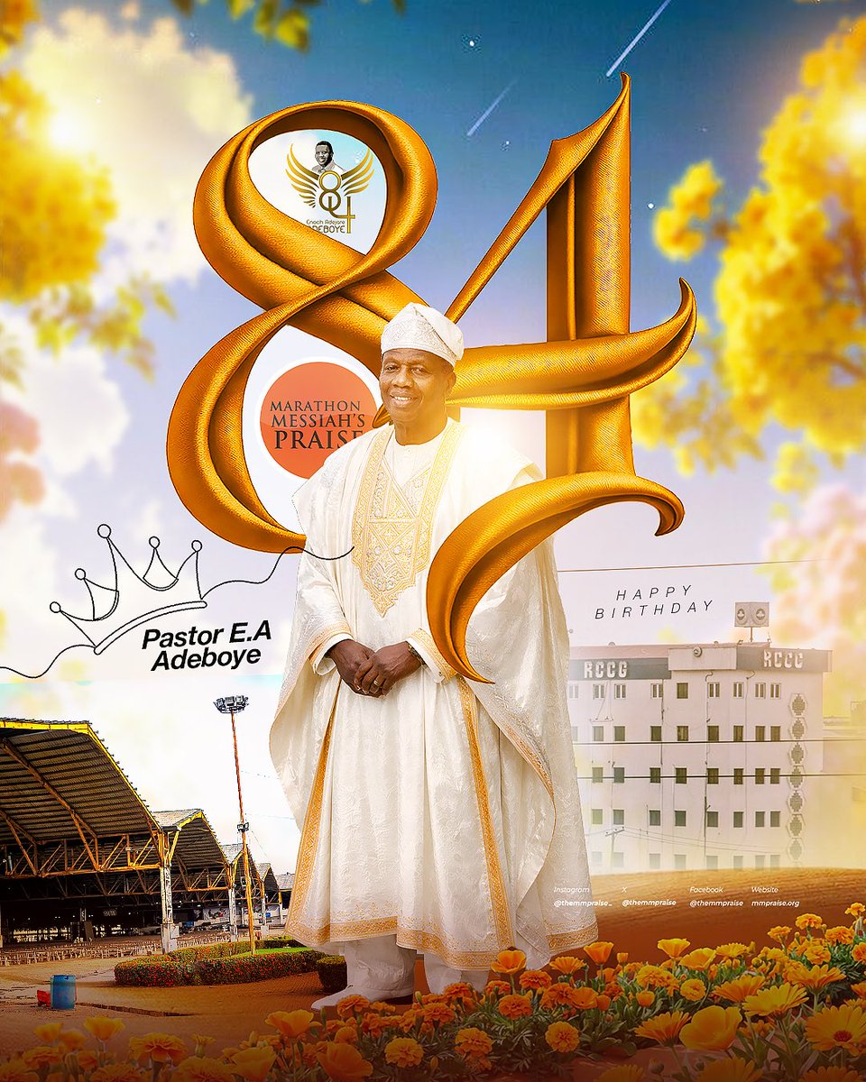 aderemi777's tweet photo. Happy  84th Birthday 2 d Father of Faith, our dearest Daddy G.O, Pastor E.A Adeboye.
A blessing  u are 2 this generation
More grace, more power, more anointing, more strength, more blessings &amp; the power to finish well &amp; stong this glorious journey set before you in Jesus name🙏 https://t.co/7aVCleQFDk