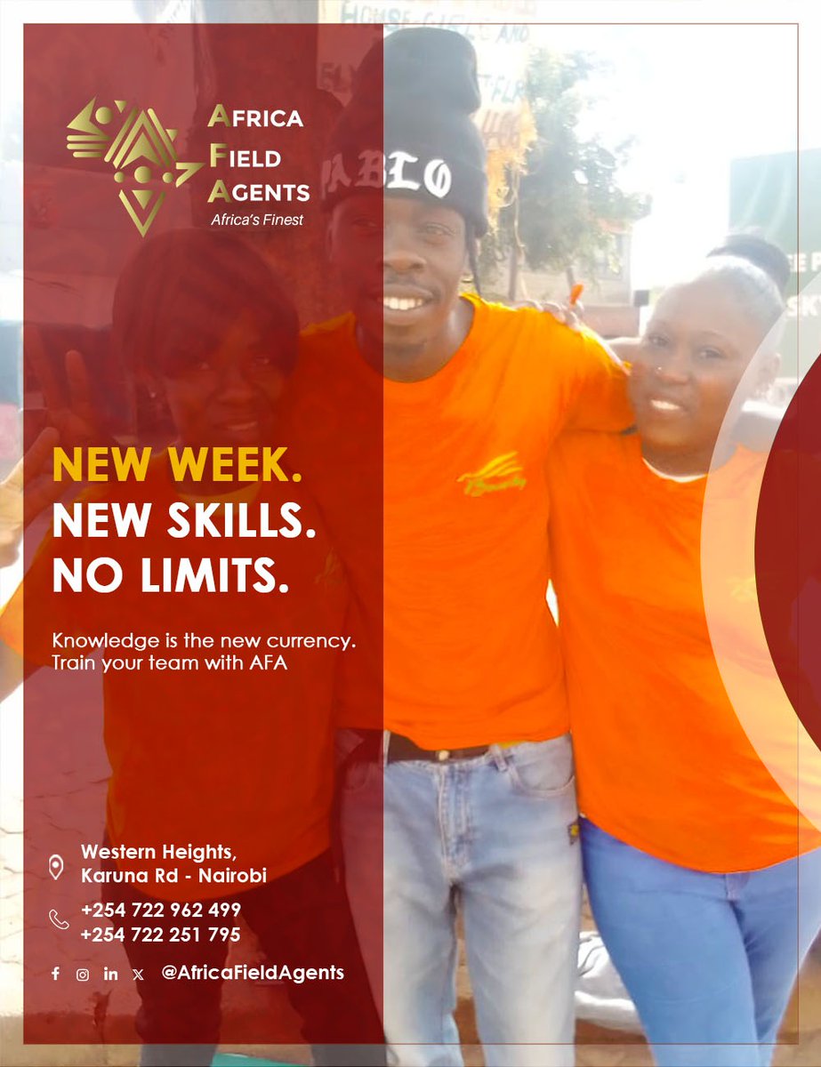 AfricaAgents's tweet image. Your competitors are upskilling. Is your team keeping pace? Turn your workforce into your greatest asset this week.
WhatsApp Us Now:  +254 722 962 499 or +254 722 251 795
#AfricaFieldAgents.com #OnlineSurveys #DataDrivenDecisions #ResearchMadeEasy #research #360marketing