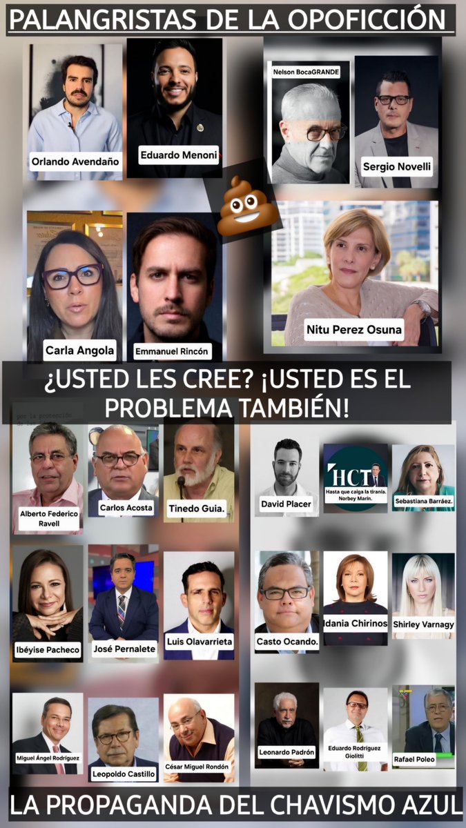 Aumentando la LISTA de DESPRECIABLES palangristas periodistas Venezolanos, que deberian ser despreciados en un PAIS LIBRE