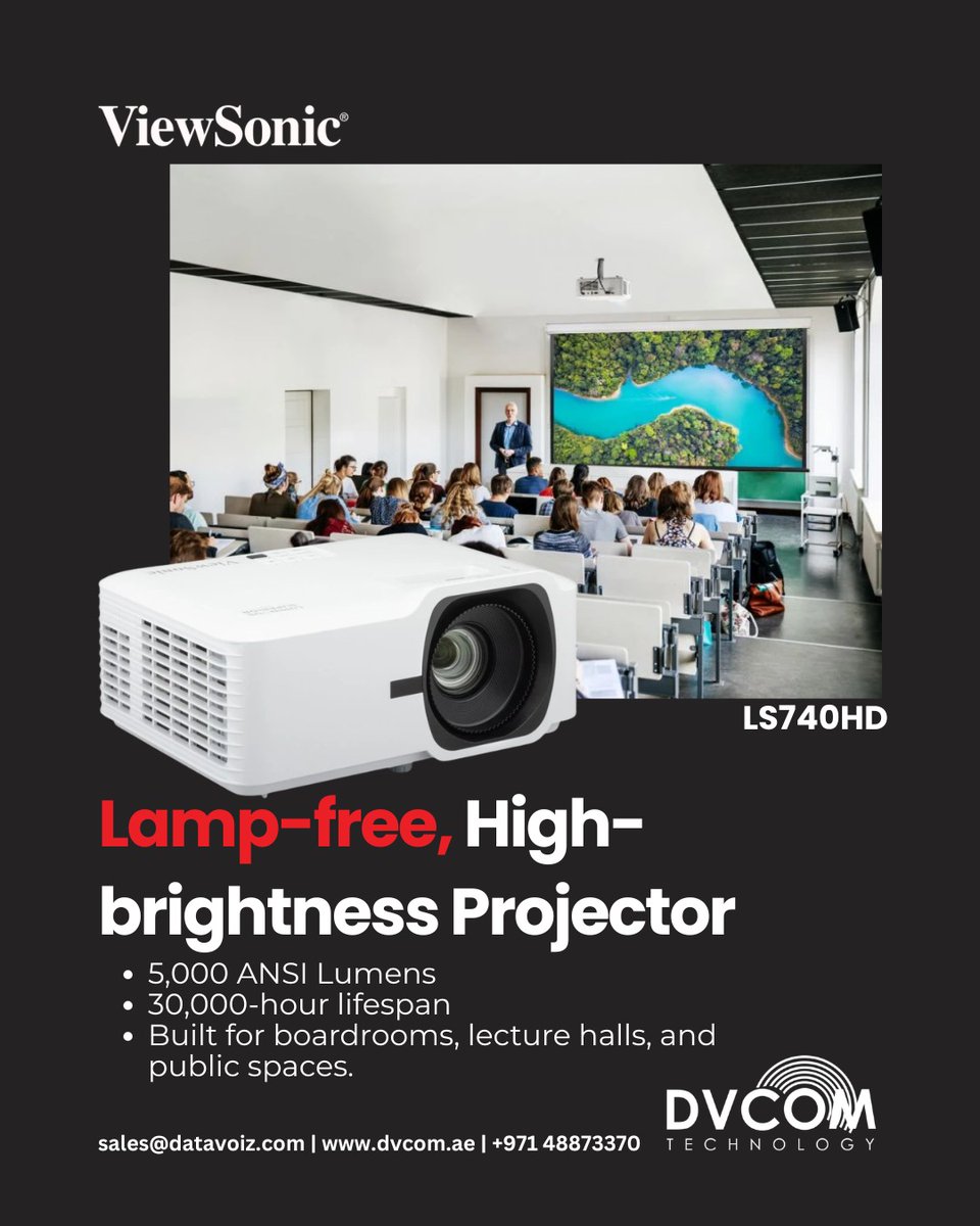 DvcomTechnology's tweet image. 𝗬𝗼𝘂𝗿 𝗽𝗿𝗲𝘀𝗲𝗻𝘁𝗮𝘁𝗶𝗼𝗻 𝘁𝗲𝗰𝗵 𝗶𝗺𝗽𝗮𝗰𝘁𝘀 𝗥𝗢𝗜.
Stop dealing with downtime and maintenance issues. The #ViewSonic LS740HD delivers reliable for professional spaces. Upgrade with #DVCOM.
📞 +971 4887 3370
🌐 dvcom.ae
#DVCOMTechnology #ViewSonic