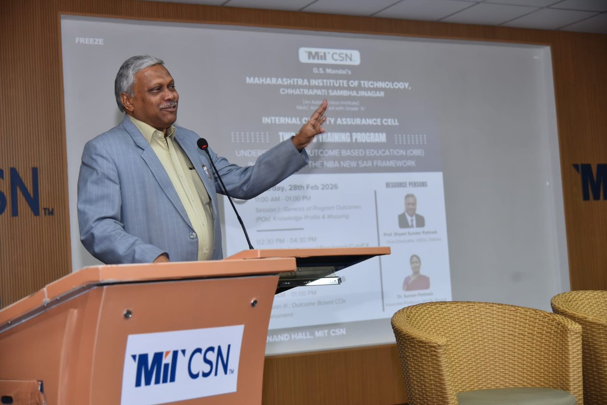 MIT_Updates's tweet image. Two-Day Training Programme on Outcome Based Education (OBE) – In Context of NBA New SAR Framework (28th February and 1st March 2026). #mit_csn #OutcomeBasedEducation  #QualityAssurance #FacultyDevelopment