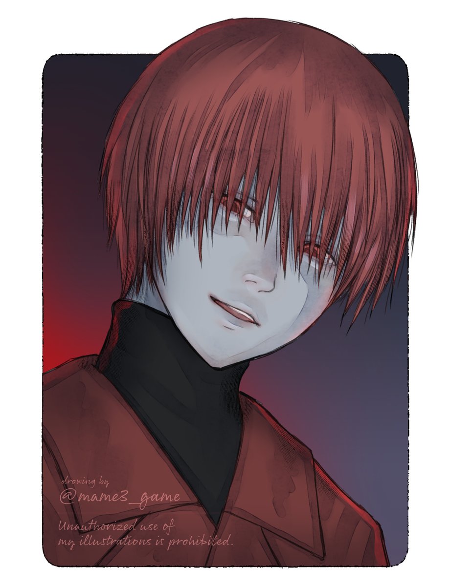 文字化化　上からニヤニヤ赤い傘の男