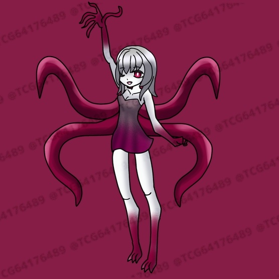 TCG64176489's tweet photo. 新キャラです！
パラサイトガール
女の子のような姿の寄生モンスター。常に寄生する相手を探している。触手で獲物を刺し貫き食べる。 https://t.co/t1baXc3gVa