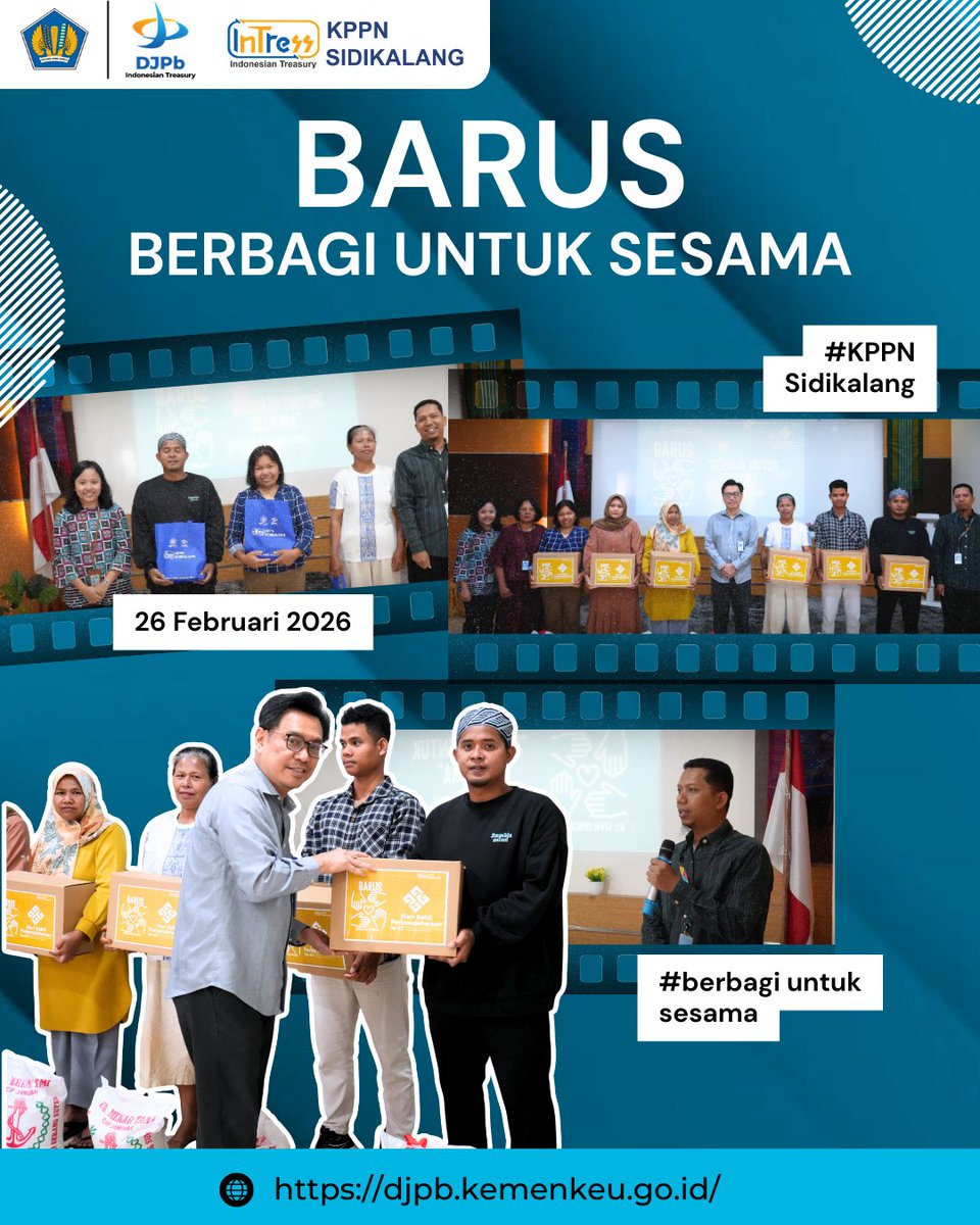 kppnsidikalang's tweet photo. Halo Sobat #InTress
Sebagai wujud kepedulian kepada sesama di lingkungan sekitar KPPN Sidikalang &rangkaian kegiatan Hari Bakti Perbendaharaan ke-22 Tahun 2026, pada Kamis 26 Feb 2026, KPPN Sidikalang mengadakan kegiatan Berbagi Untuk Sesama “BARUS”
#HariBaktiPerbendaharaan https://t.co/ZHp8X4xvHv