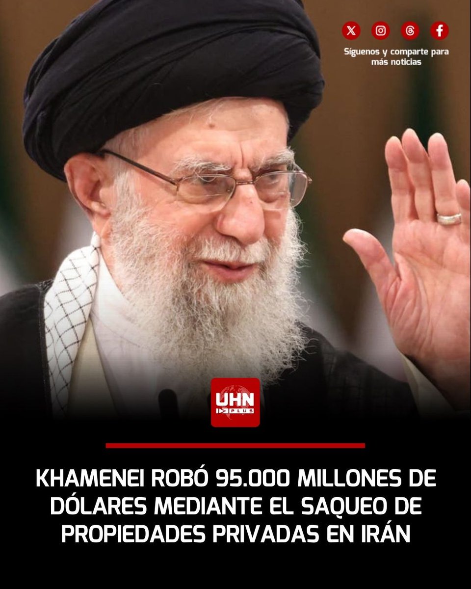 🇮🇷‼️ | Tras la eliminación del tirano Ali Khamenei el pasado 28 de febrero, sale a la luz el alcance de su legado de saqueo: un imperio de 95.000 millones de dólares construido sobre el robo sistemático de miles de propiedades. Según una investigación de Reuters, el exlíder