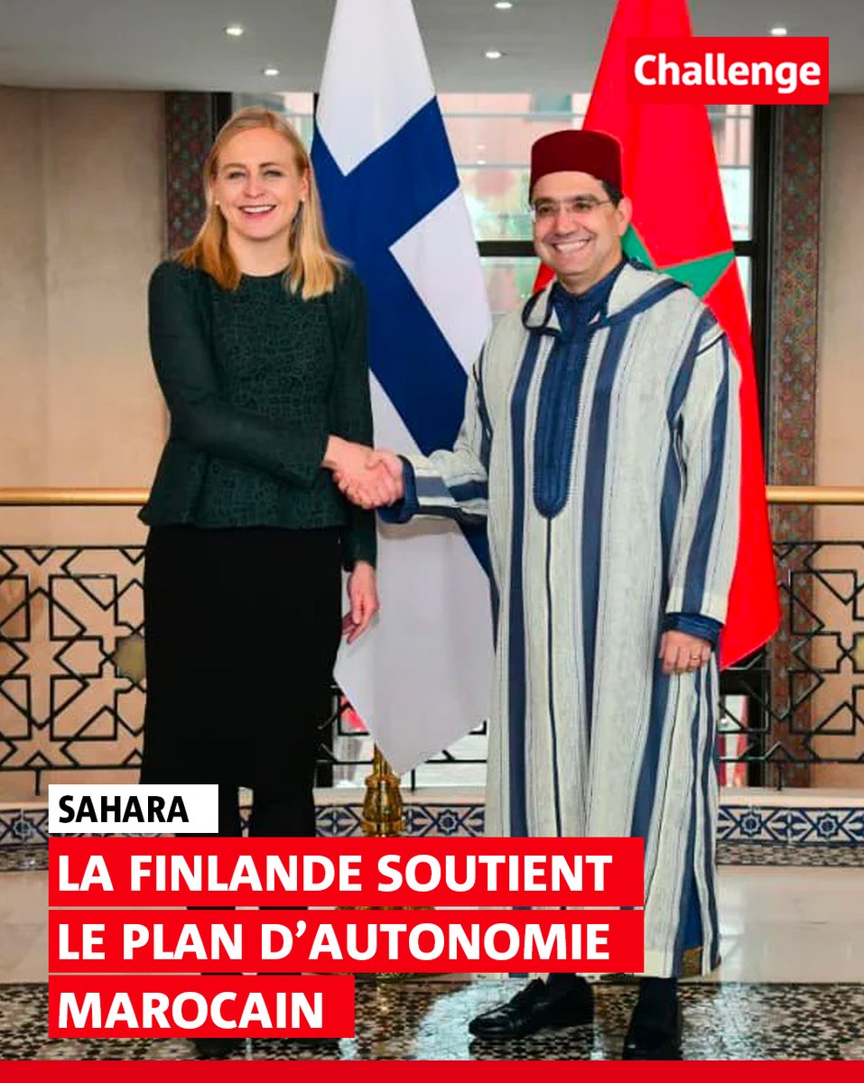 Challenge_ma's tweet photo. La Finlande rejoint les soutiens internationaux au plan d’autonomie pour le Sahara marocain
👉 https://t.co/2S5WMhKCHu

#Maroc #Sahara #Finlande #Diplomatie #Autonomie #SolutionPolitique #Géopolitique #RelationsInternationales #Paix #ChallengeMA #Politique https://t.co/i39rvDvWu9