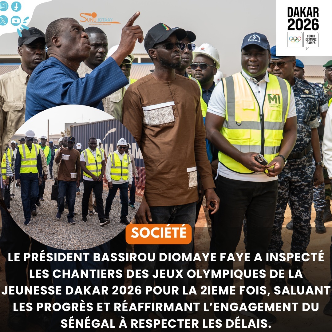 jojdakar's tweet photo. Le Pr Bassirou Diomaye Faye a visité les chantiers des JOJ DAKAR 2026.
@jojdakar2026 @kkoulibaly26 @JoueursSN https://t.co/etAW2wnFam