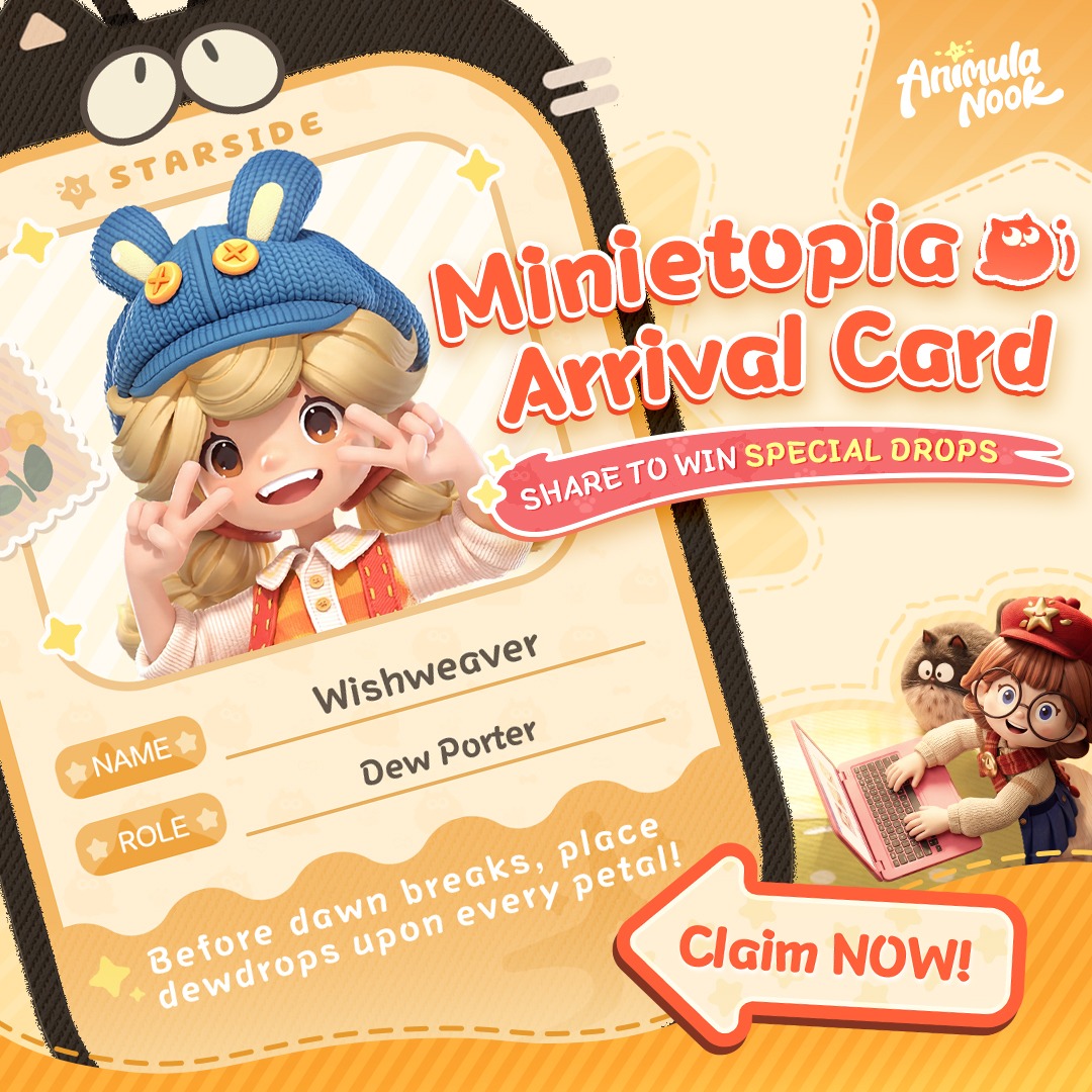 Animula_Nook's tweet photo. Ready to move in? Your Arrival Card is waiting!

Steps:
Claim: Tap the image below to customize your card.
Post to Win: Save your card, tap a Wupa icon below to auto-post with your screenshot for a chance to win Alpha Access, $50 Gift Cards, or Goodies!

Details in comments ↓