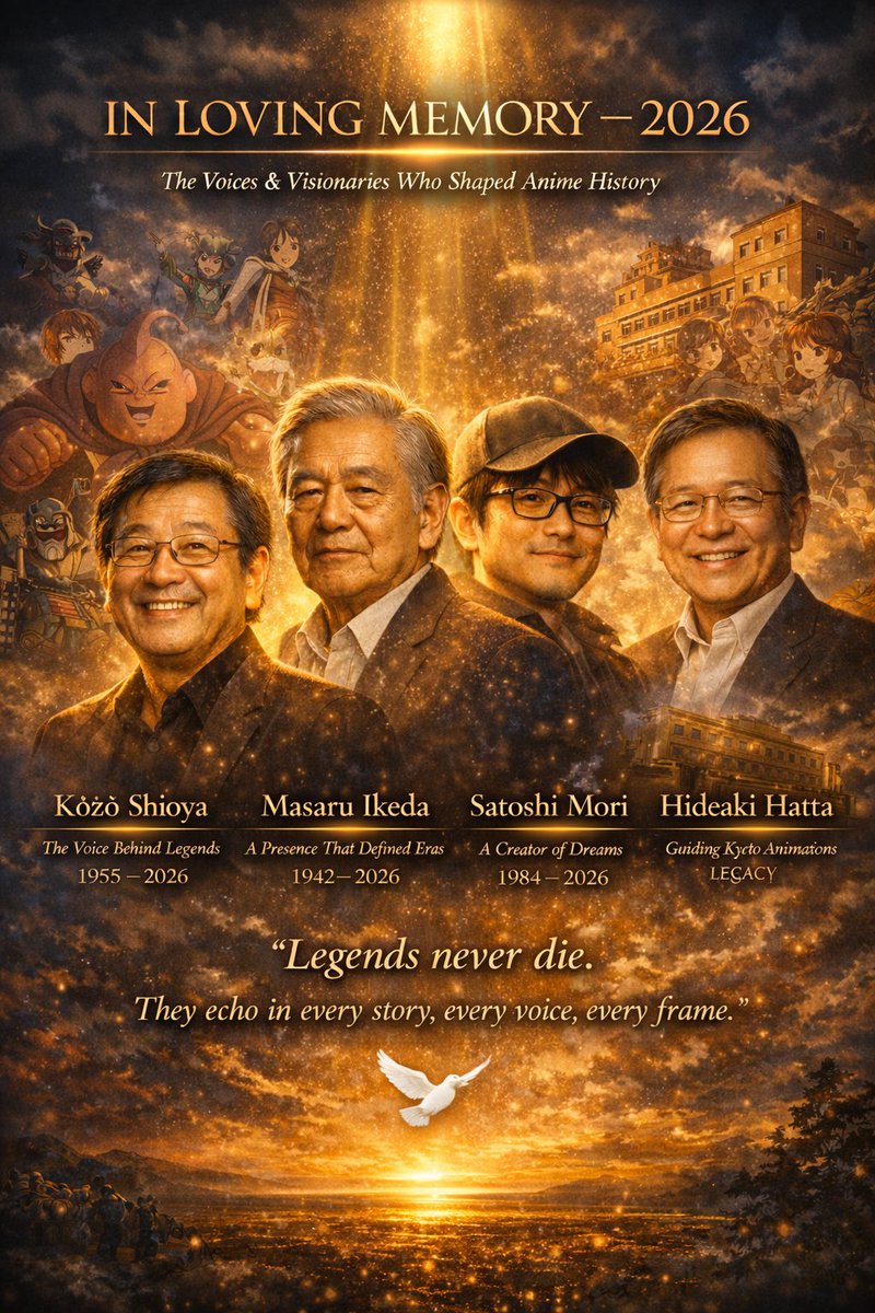 Man the year 2026 start is just 😢💔 
R.I.P to the legends of Anime industry.