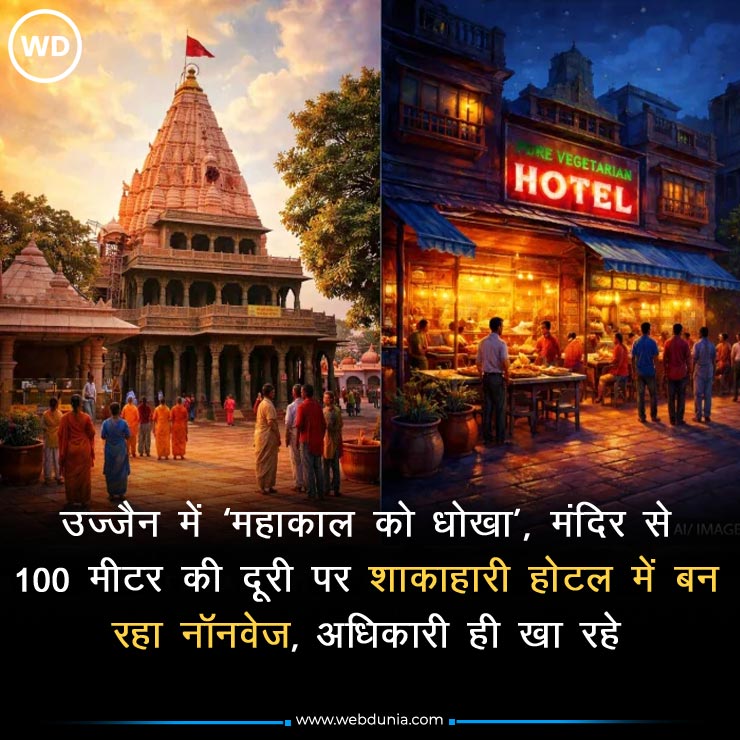 WebduniaHindi's tweet photo. उज्जैन में महाकाल मंदिर के पास स्थित MPT के होटल में नॉनवेज बनाए जाने का गंभीर मामला सामने आया है। आरोप है कि स्टाफ और अधिकारी रात में अपने लिए मांस और मछली पकाकर खाते हैं। पूरी खबर 👇
https://t.co/Ihilv1YSCL
#Ujjain #Mahakal #NonVeg #FoodIssue https://t.co/Vr18XfqEbj