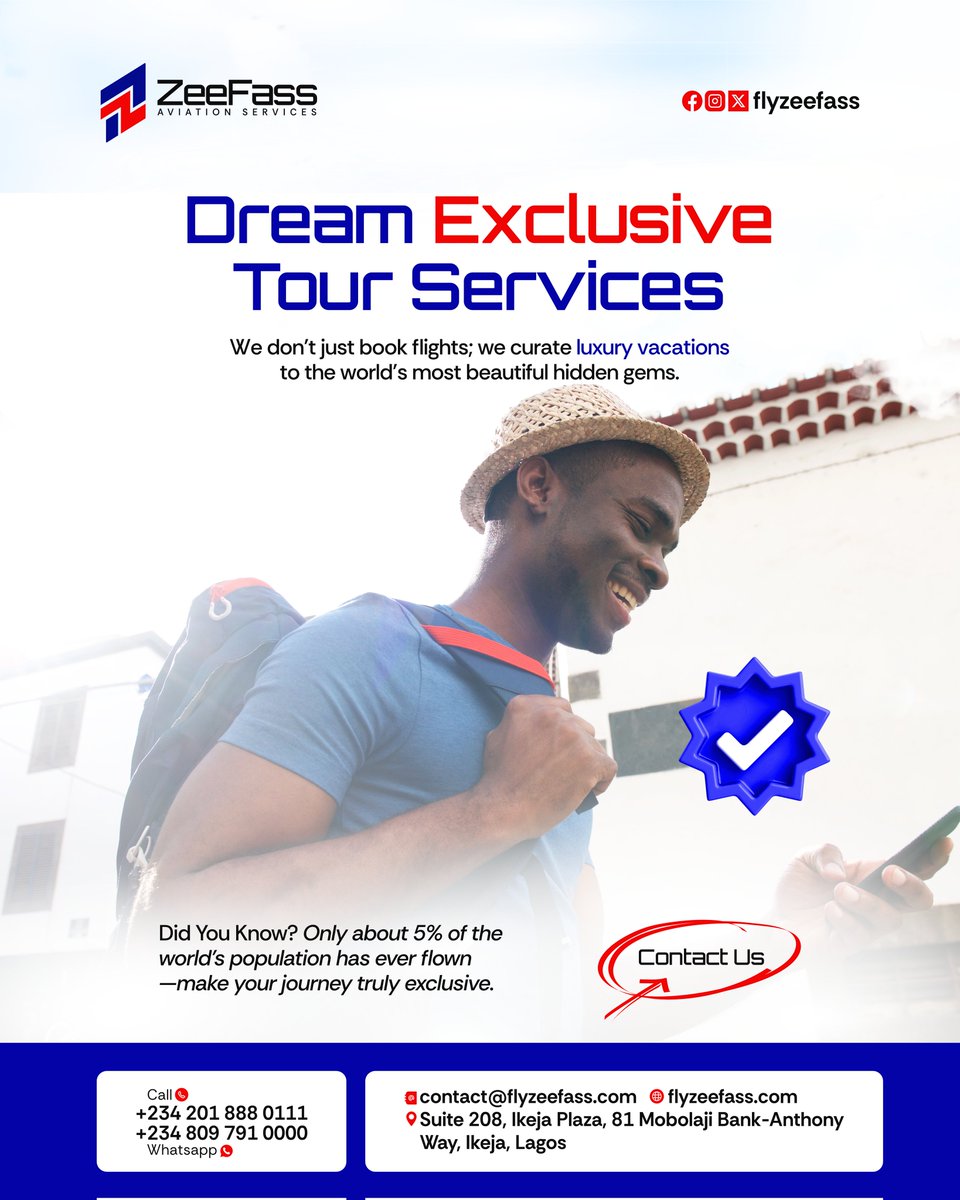 flyzeefass's tweet photo. Dream Exclusive Tour Services. We don’t just book flights; we curate luxury vacations to the world’s most beautiful hidden gems. From takeoff to touchdown, we handle the flight and the fun for your perfect getaway. https://t.co/y4pCIwRmYc