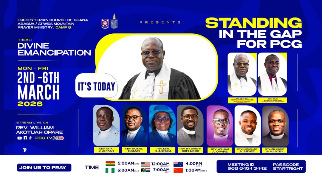 OpareRev's tweet photo. “In the morning, LORD, you hear my voice; in the morning I lay my requests before you and wait expectantly” (Ps 5:3)

Friends let’s keep praying for the Moderator, Rt. Rev. Dr. Abraham Nana Opare Kwakye and the Clerk of General Assembly, Rev. David Aboagye-Danquah and their fams. https://t.co/LTK9wWBBDo