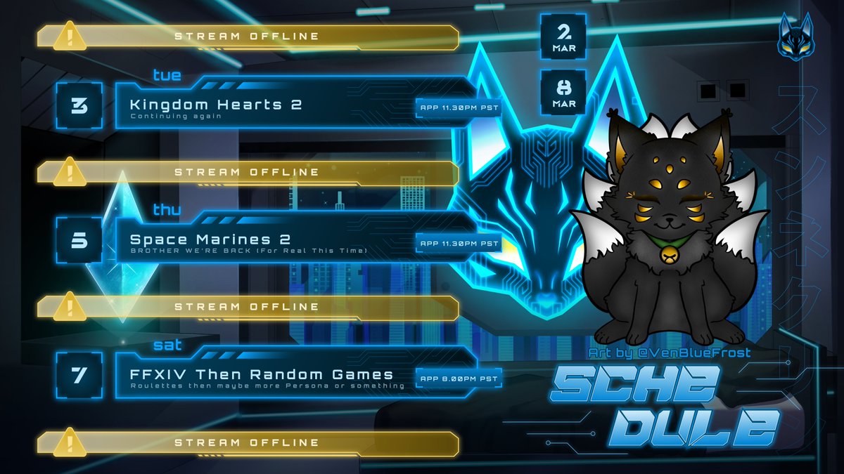 Sunne_1's tweet photo. STREAM SCHEDULE THIS WEEK

Art by @VenBlueFrost https://t.co/WuzVUaK0nt