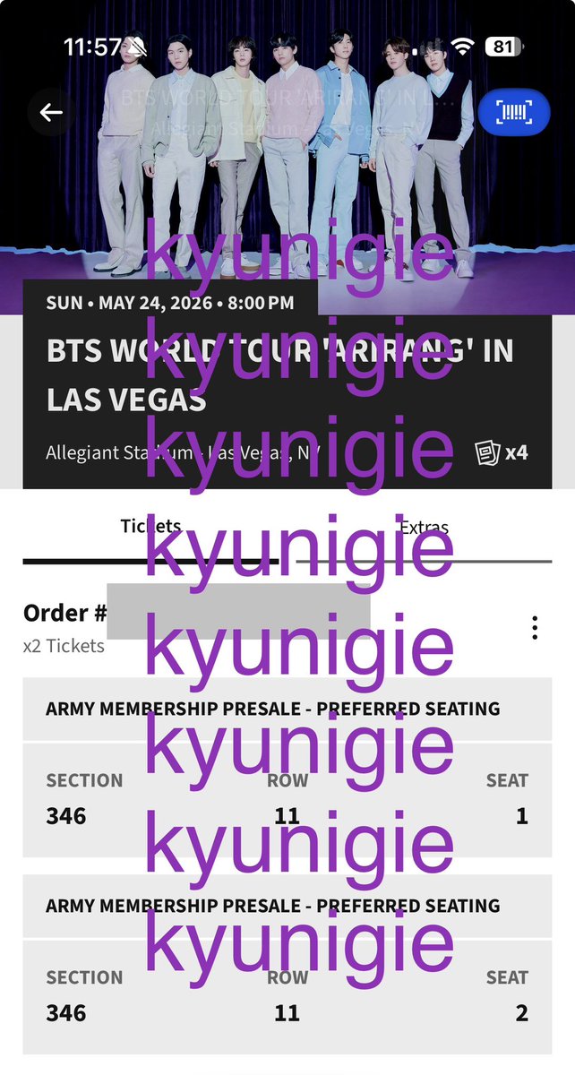 kyunigie's tweet photo. WTS/WTT

BTS Arirang World Tour in Las Vegas D2 (May 24) | Section 346 - Row 11 - Seats 1-2 —> 2x D1/D4 LA 300s-100s tickets (will pay for price difference!) OR $301 FV for both

🌈 Willing to video call
🌈 Paypal or Venmo only

#btstickets #BTS_WORLDTOUR https://t.co/QrIkz403iM