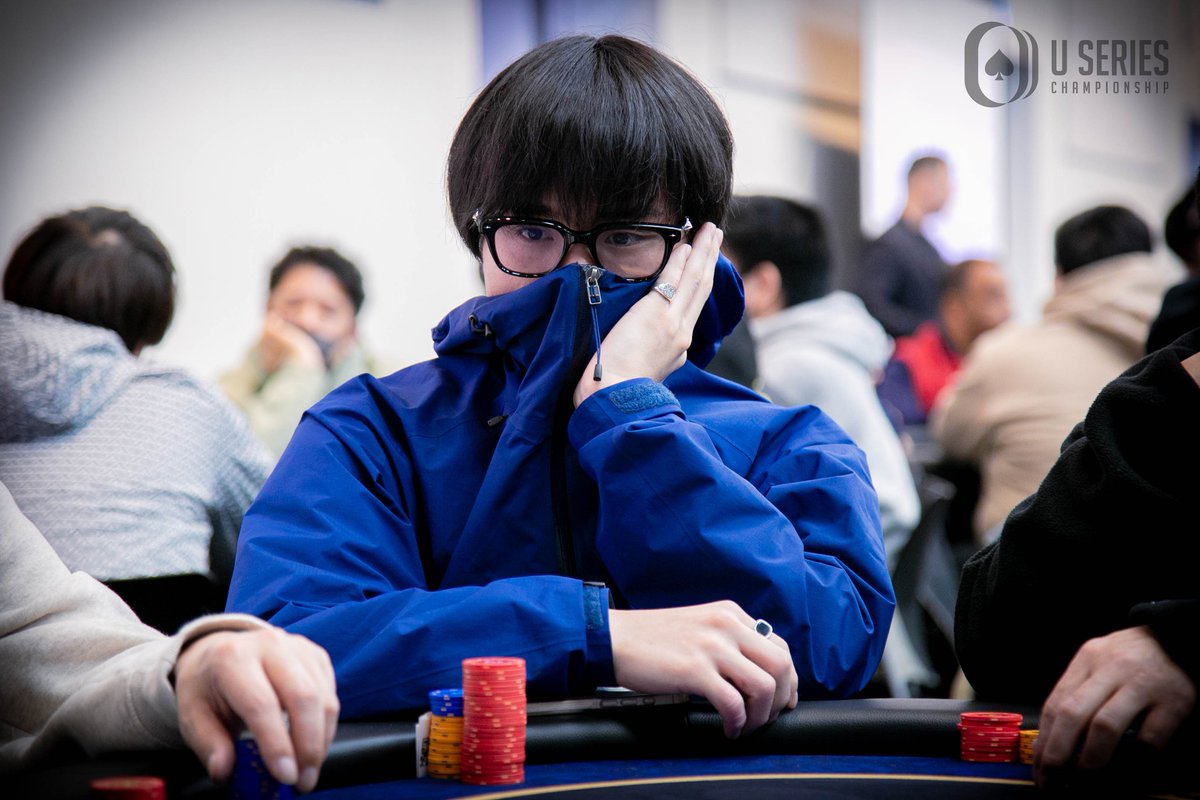 useriesofpoker's tweet photo. Fierce focus, peace signs, and thumbs up. 

The vibes are unmatched at Event #23: Monsterstack Colosseum! We’ve got mountains of chips in play and a room full of players ready to build them even higher. 

#USeries2026 #USeriesChampionship #PokerCommunity #Monsterstack #PokerLife https://t.co/Zbo2efU3gh
