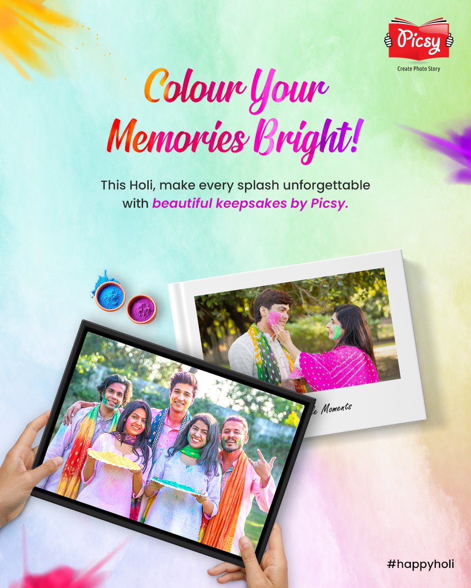 hellopicsy's tweet photo. This Holi, turn your colourful celebrations into beautiful keepsakes with Picsy.

✨ Holi Special Offers:
Use code HOLI20- Applicable on Photobook
Use code HOLI10- Applicable on All Frames
Valid from 25 February 2026 – 05 March 2026

Order now: https://t.co/azbD95orGa https://t.co/YzHWA8zOBL