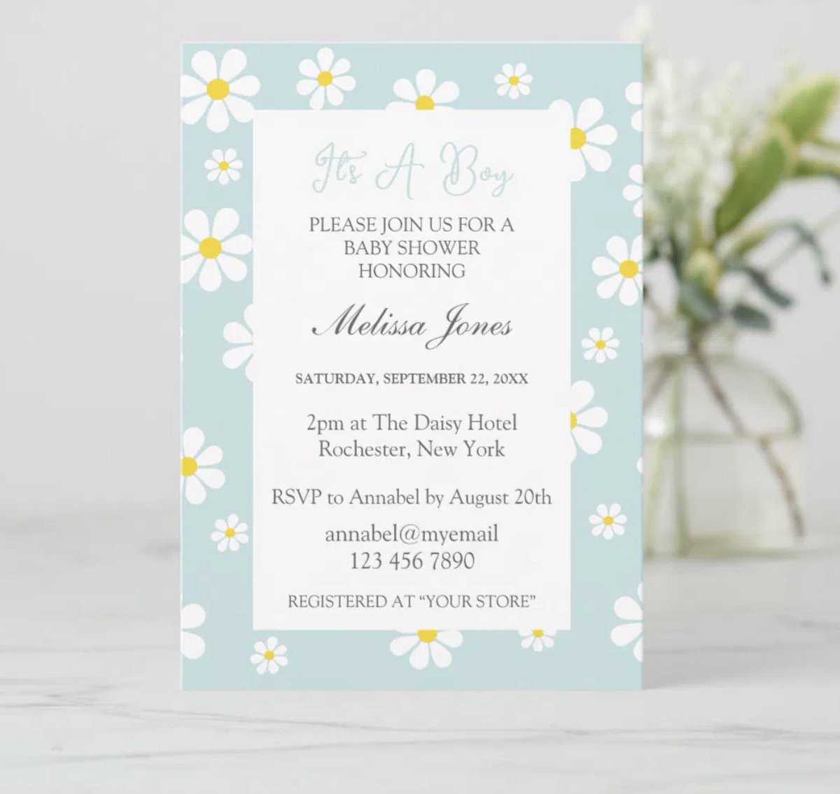 TanyaSmith24978's tweet image. Daisies It’s A Boy Baby Shower Invitation zazzle.com/daisies_it_s_a… #zazzlemade #zazzle #babyshower #invitations