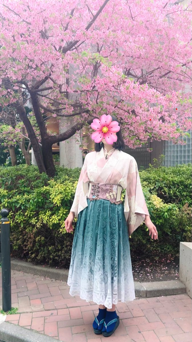 桜もち着物コーデ(n´∀｀n)🌸