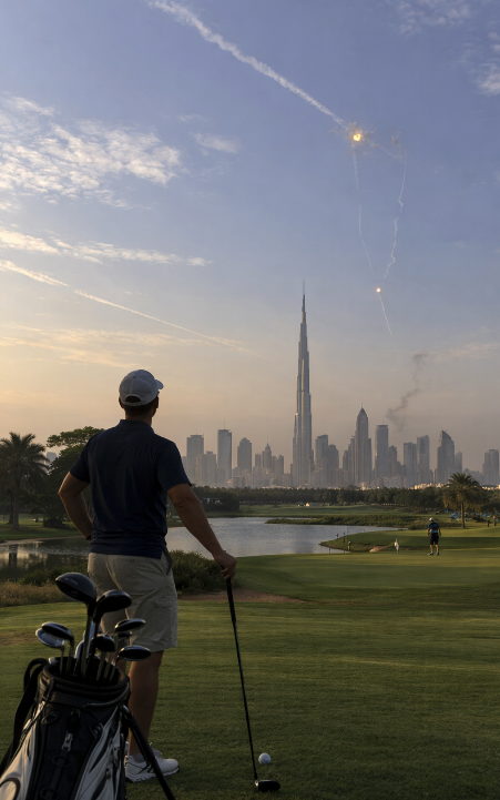 JohnnyFarhan's tweet photo. Being in Dubai, I never thought I’d see missiles in the sky while playing golf on a normal Thursday morning. Watching them get intercepted above us in real time is something you expect to see on TV, Not over your head.

Our generation doesn’t want war. We want to work. We want to build businesses, earn honestly, create jobs, travel freely, raise families, and live peacefully with each other.

Most young people today are connected globally. We work across borders. We build partnerships across cultures. We don’t wake up wanting conflict — we wake up wanting opportunity.

Yet too often, decisions made at the highest levels put future generations at risk. It’s young people who end up fighting. It’s children who suffer. It’s families who live with the consequences long after the headlines fade.

War doesn’t create prosperity.

It creates funerals, trauma, inflation, instability, and broken futures.

We need de-escalation. We need diplomacy. We need leadership that values human life and long-term stability over ego and escalation.

The next generation deserves opportunity, Not sirens in the sky.

Over 150 schoolgirls have reportedly been killed in Iran, along with 3 American soldiers. None of that is good. Every life lost is a tragedy.

Why did those kids deserve to die? They were going to school.

What did they do? What about their families? Their parents? Their future?